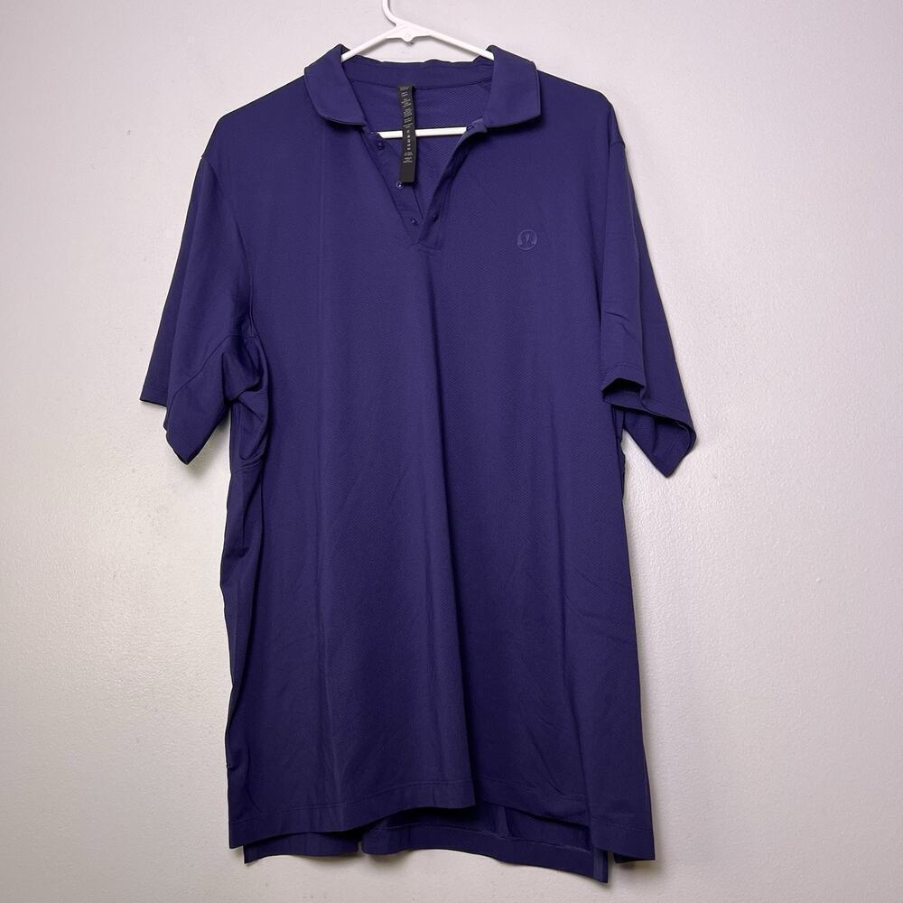 Lululemon Men's Sz XL Navy Blue Polo Shirt Short Sleeve Golf Stretch Performance